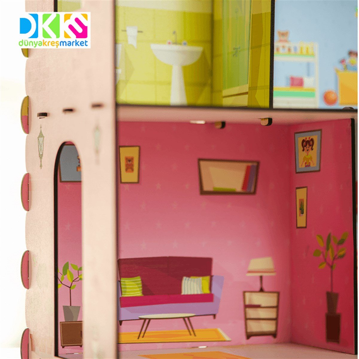 Bebek Oyun Evi | www.kreşmarket.com Barbie Bebek uyumlu Ahşap BloklarDKMTS20201Ahşap Bebek Oyun Evi