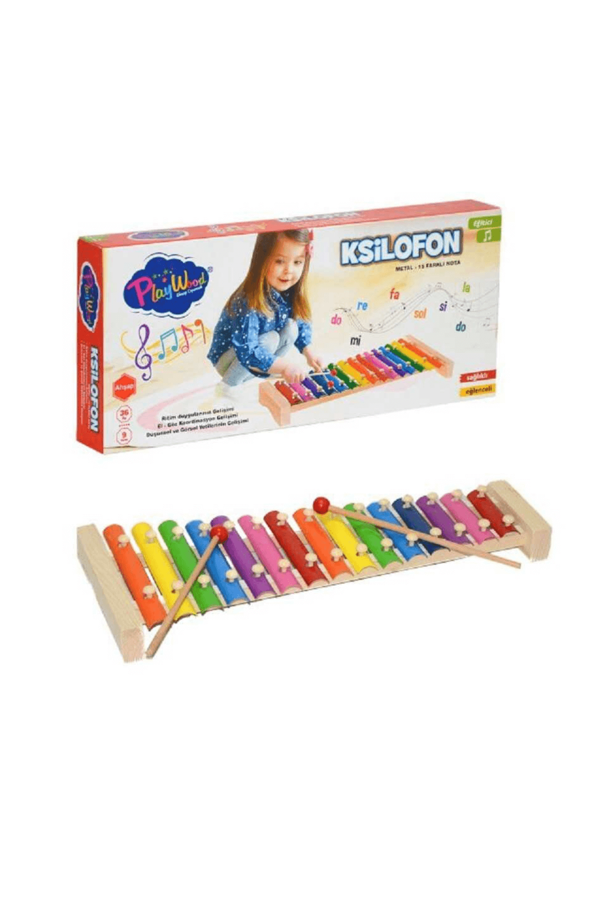 Eğitici Ahşap 15 Notalı Ksilofon-Müzik Aleti