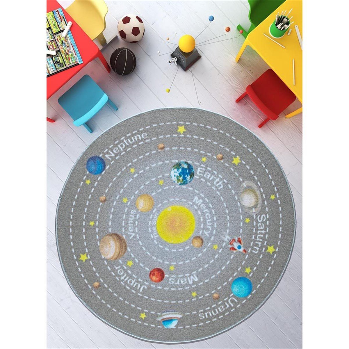 Gezegenler Halı | www.kreşmarket.com200*290 Cm Ebat HalılarKMHC0045Gezegenler Halı