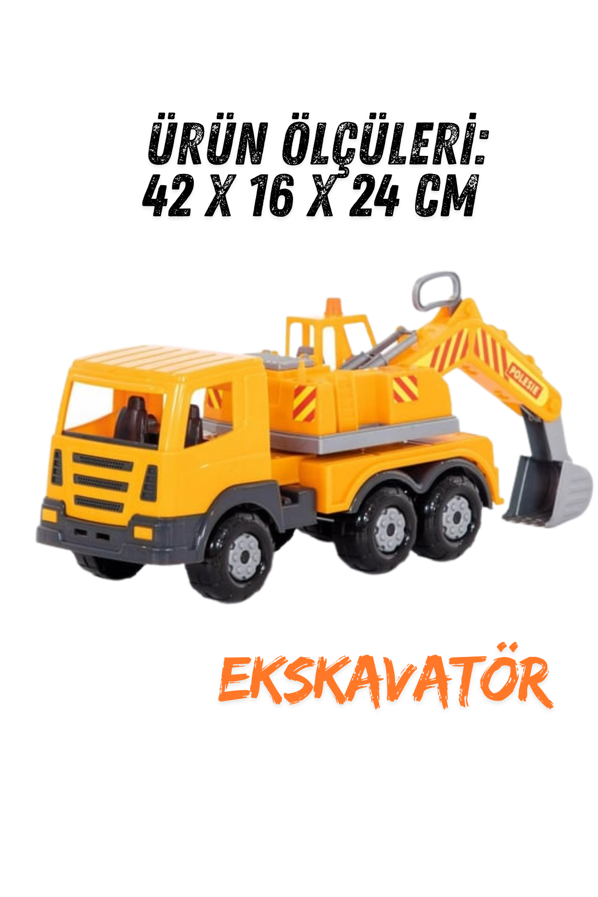 Oyuncak İş Makinesi Seti 3'lü Set Ekskavatör, Vinç, Kepçe
