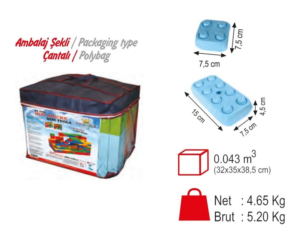 Plastik Lego Ve Blok SetleriKMTR7040Mini Tuğla Bloklar 120 Parça 