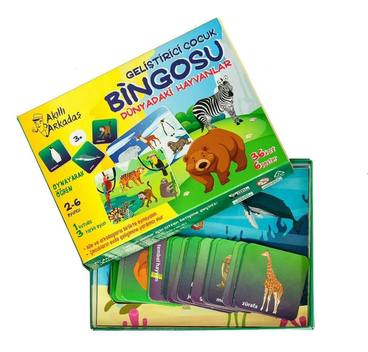 Puzzle ve Kavram OyunlarıKMA005Bingo Dünyadaki Hayvanlar Hafıza oyunu