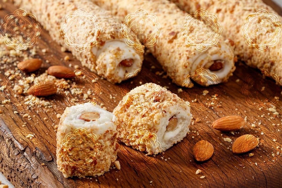 WRAP DELIGHTSRolled Special Turkish Delight With Almond Covered With Ground Almond 