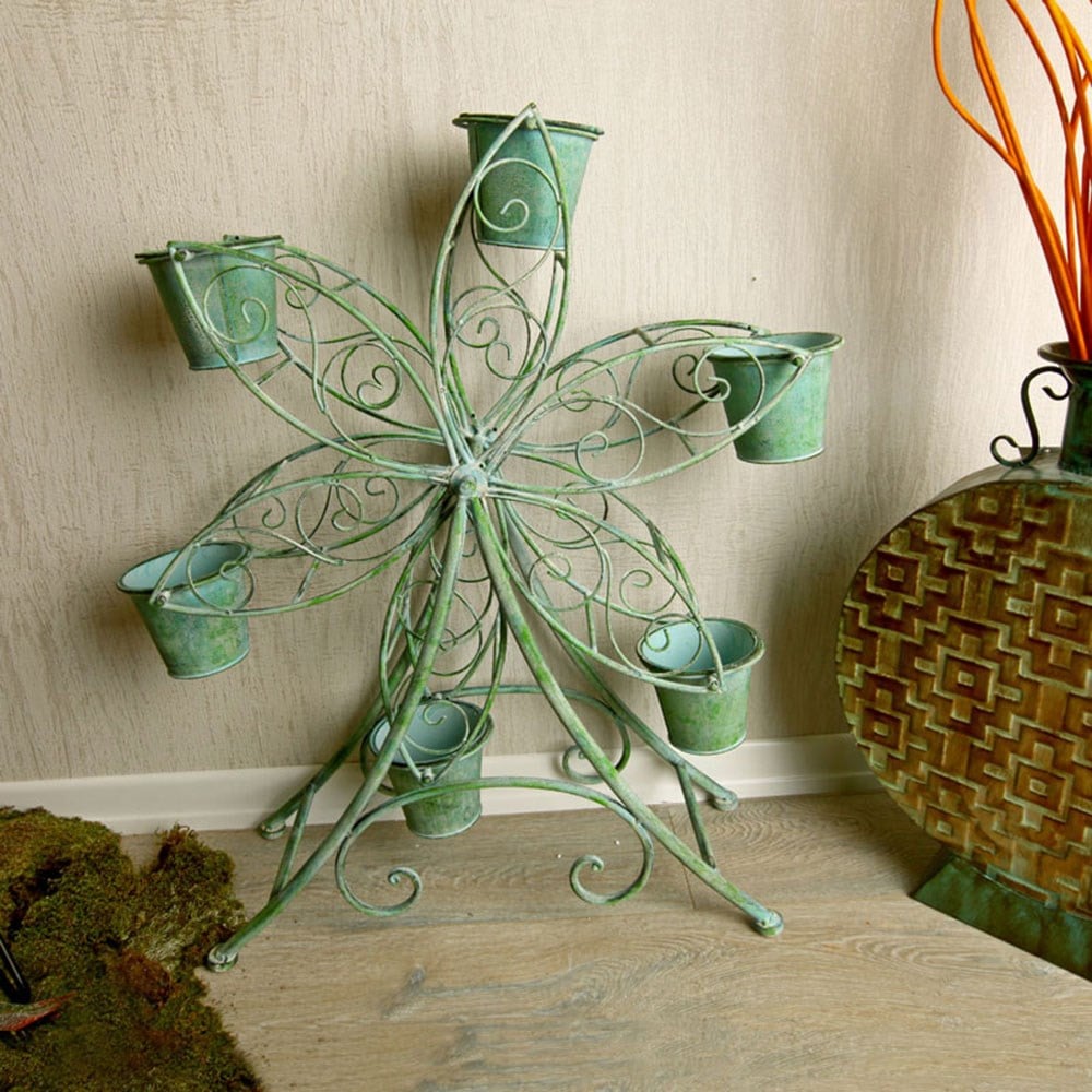 Dönme Dolap Yeşil Ferforje Çiçeklik