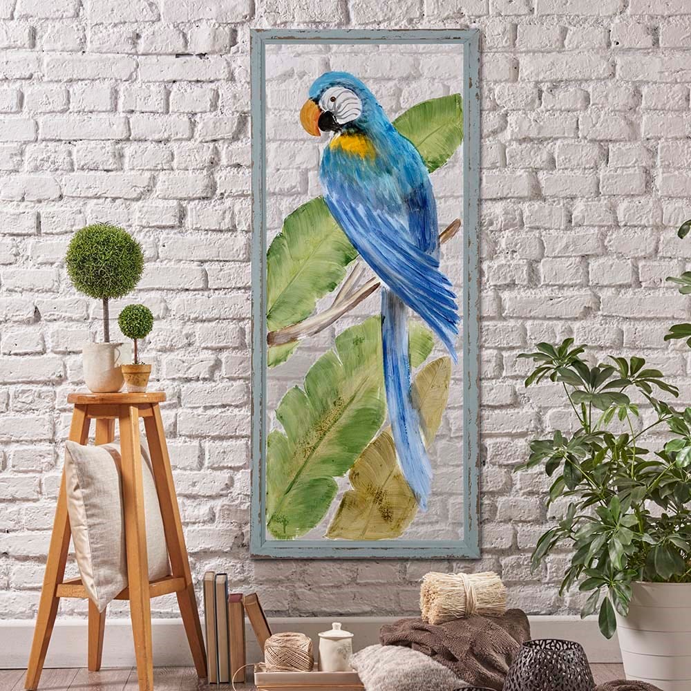 Mavi Papağan Seffaf Dekoratif Tablo