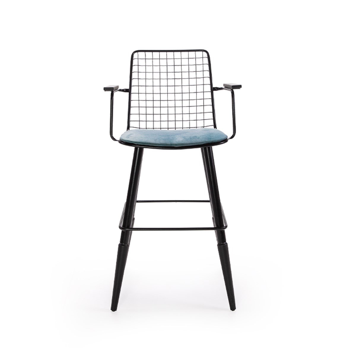 Metal Tel Ahşap Kollu Bar Koltuk