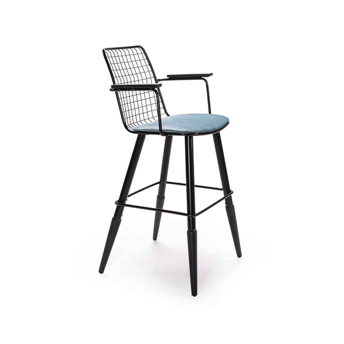 Metal Tel Ahşap Kollu Bar Koltuk