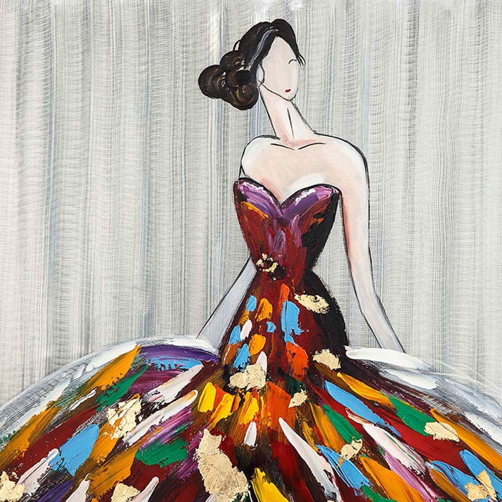 Renkli Elbiseli Kadın Tablo