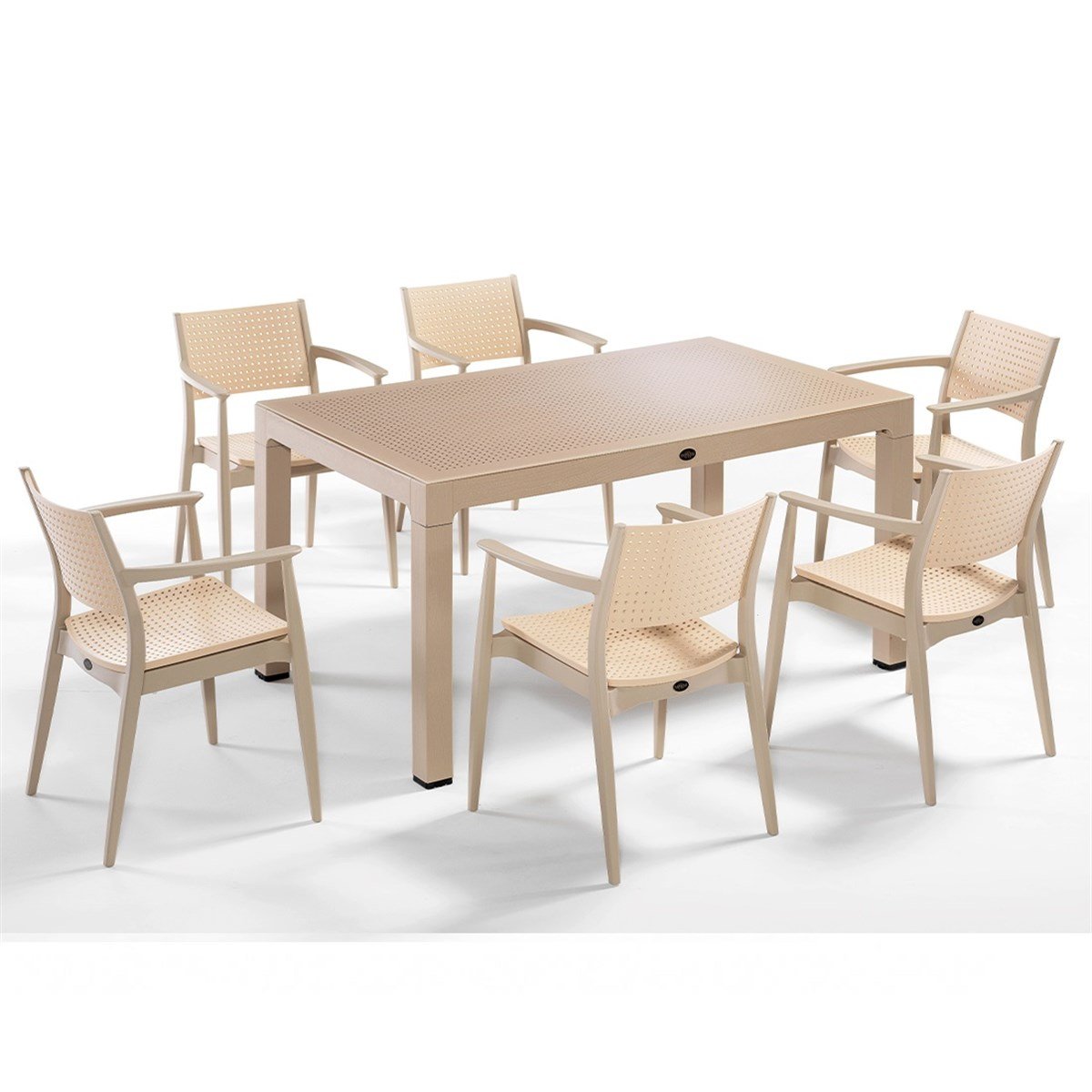 Seginus 6'lı Set Camlı Bahçe Masa Takımı