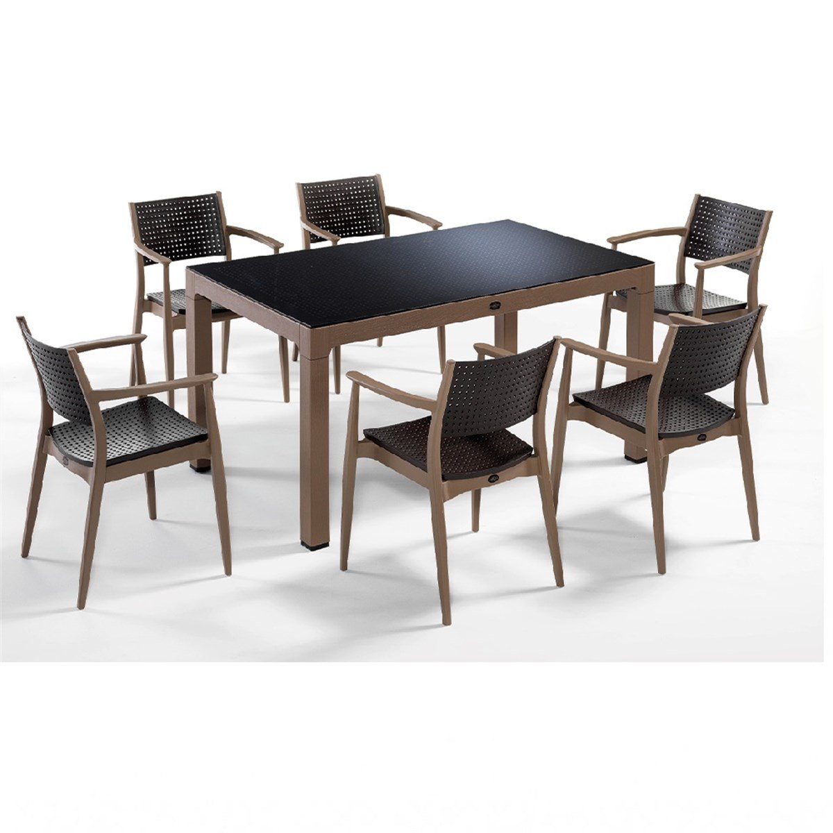 Seginus 6'lı Set Camlı Bahçe Masa Takımı