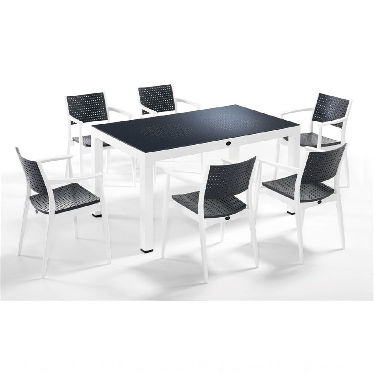 Seginus 6'lı Set Camlı Bahçe Masa Takımı