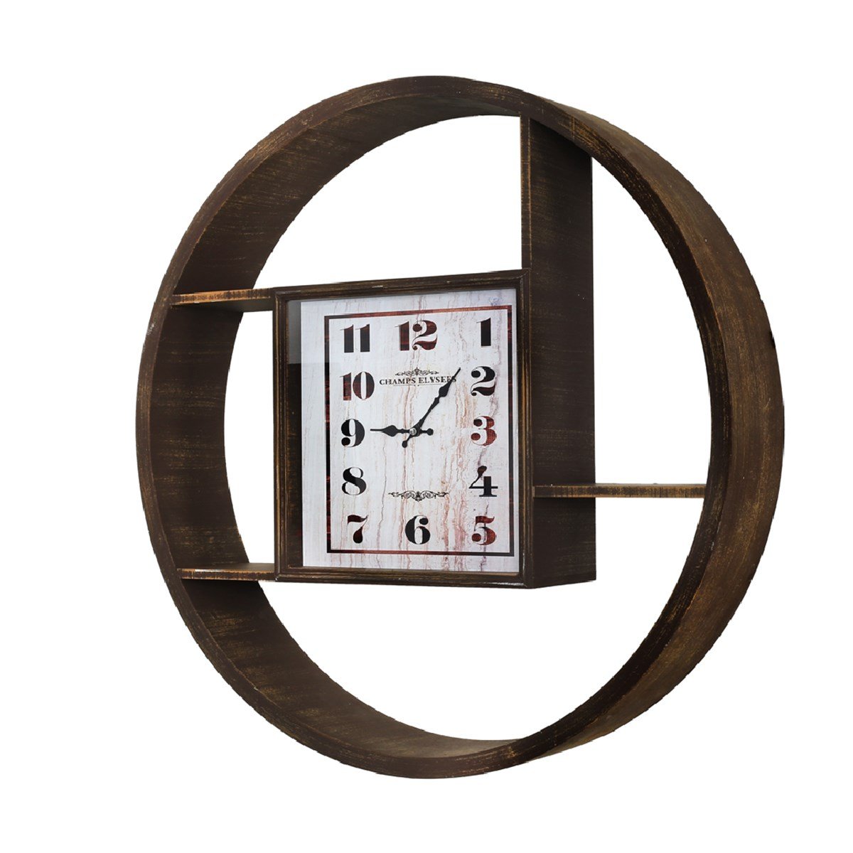 Yuvarlak Ahşap Raf Saat