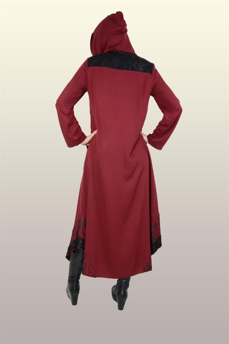 Otantik Giyim-744- Asimetrik Ferace-Bordo