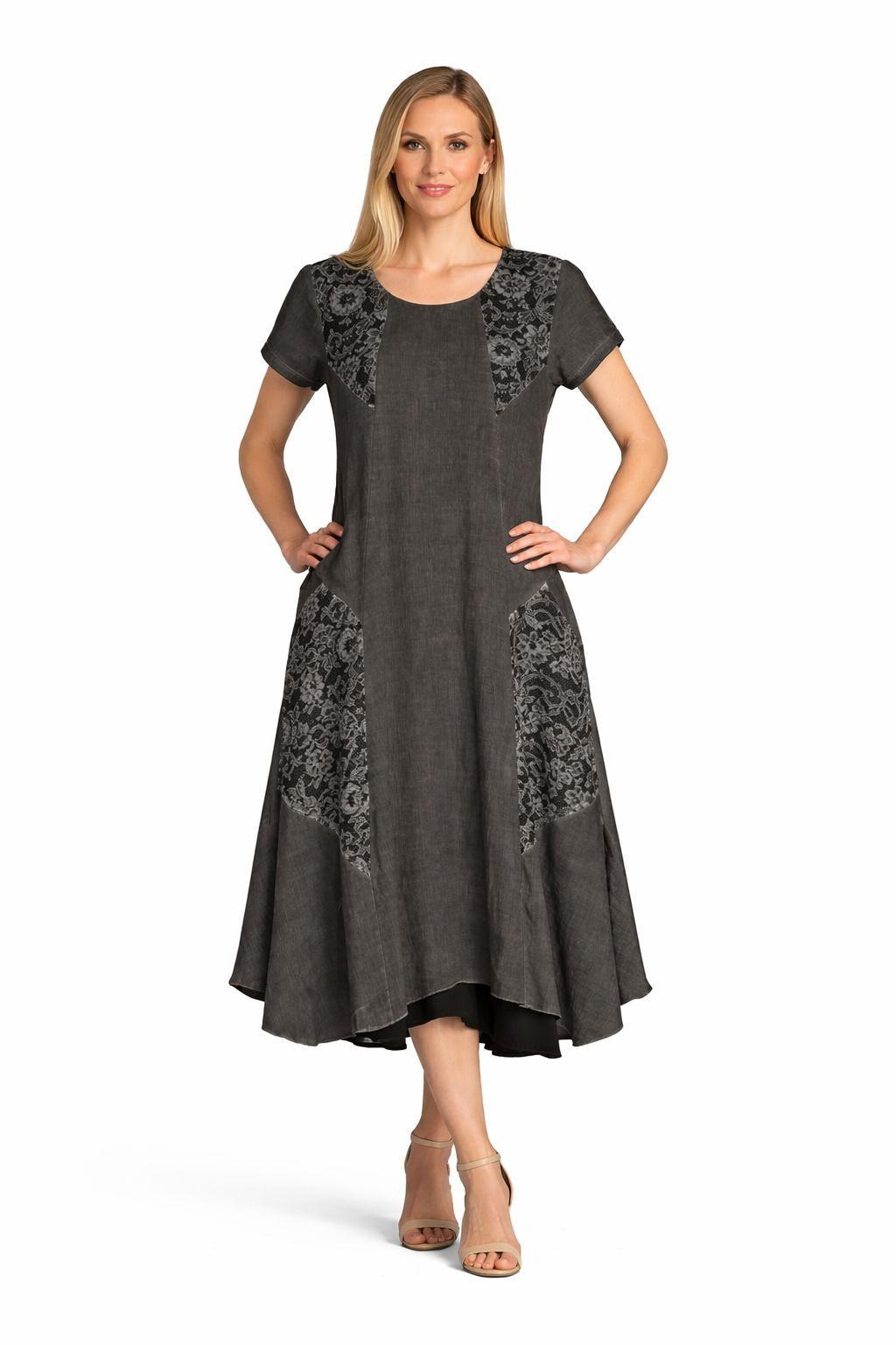 1700 Dantelli Antrasit Elbise
