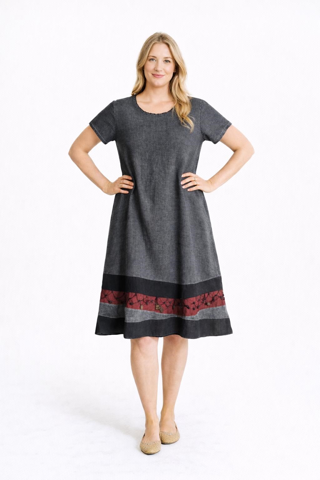 3053 Oyalı Antrasit Elbise