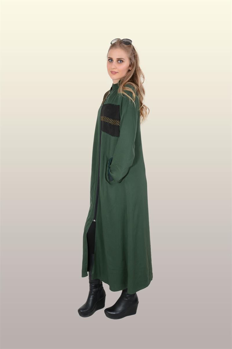 Otantik Giyim-706- Kare Peçli Ferace-Yeşil