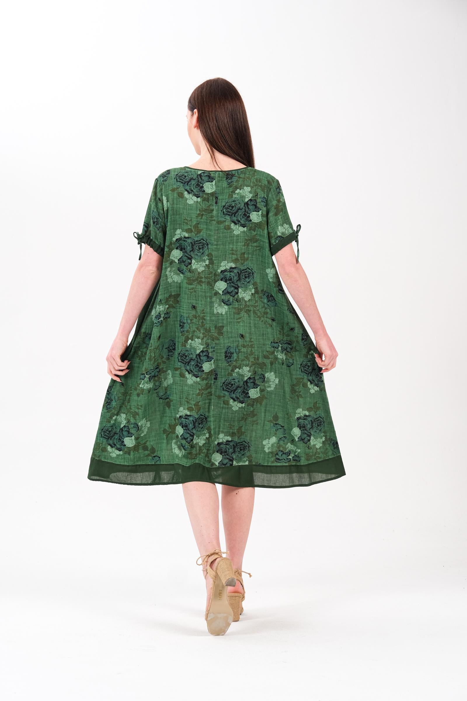 3719 K.Yeşil Battal Elbise