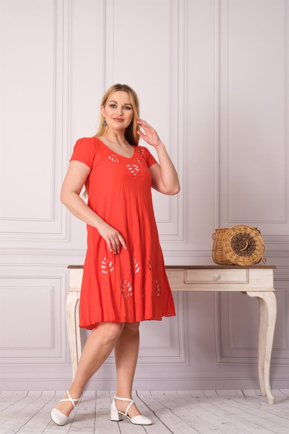 3830 Mercan Kozalak Elbise