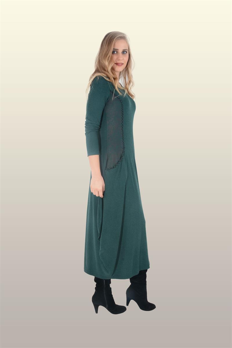Otantik Giyim-714-Yün Viskon Elbise-Yeşil