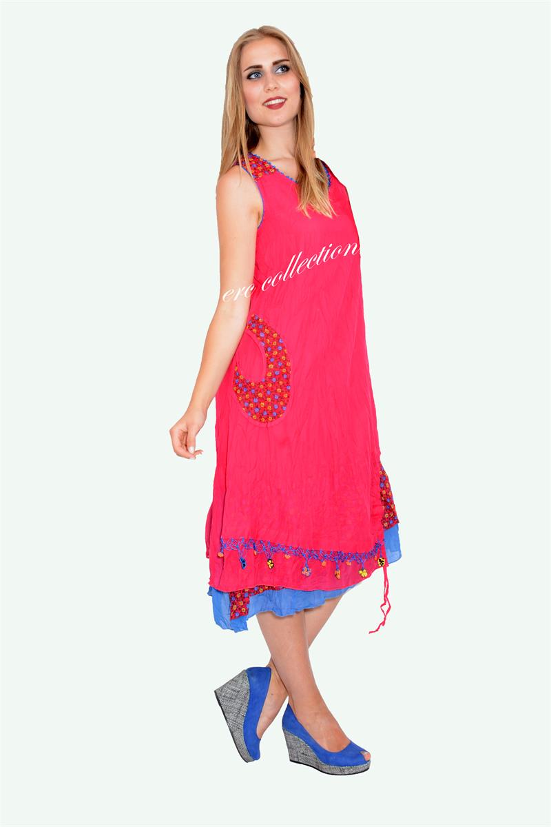 543-OTANTİK ÇİÇEK GİZEMİ ELBİSE FUŞYA