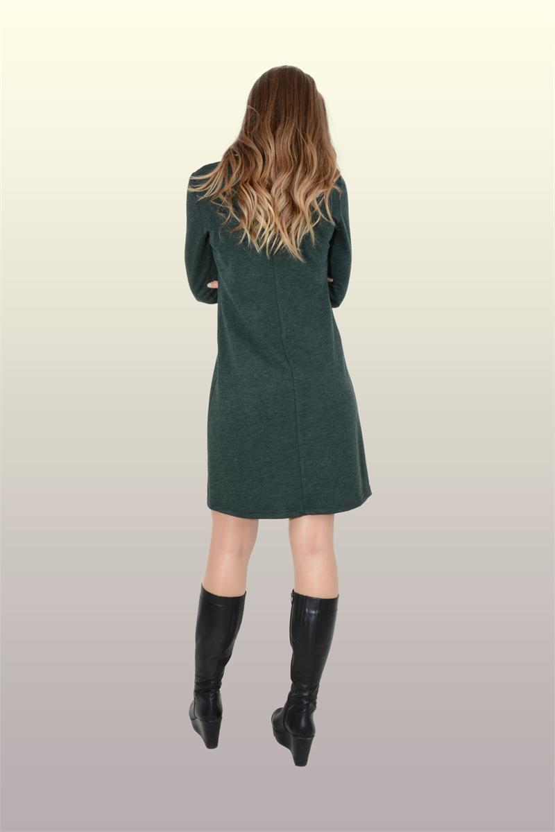 Otantik Giyim-707-Zebra Desenli Elbise-Yeşil