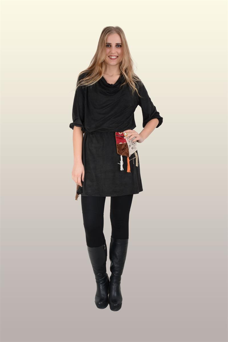 Otantik Giyim-731- Degaje Süet Buluz-Siyah