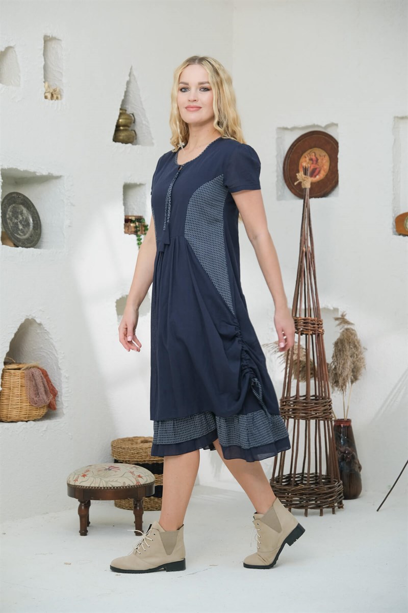 9040 Lacivert Elbise