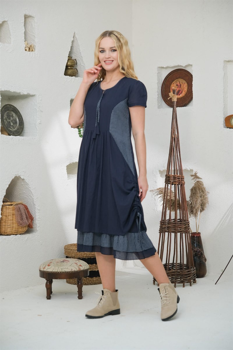 9040 Lacivert Elbise