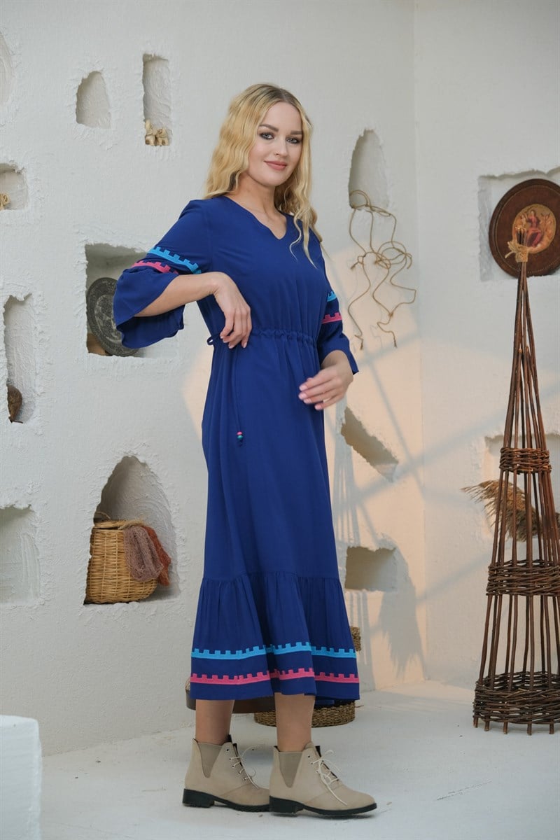 9063 Saks Büyük Beden Elbise