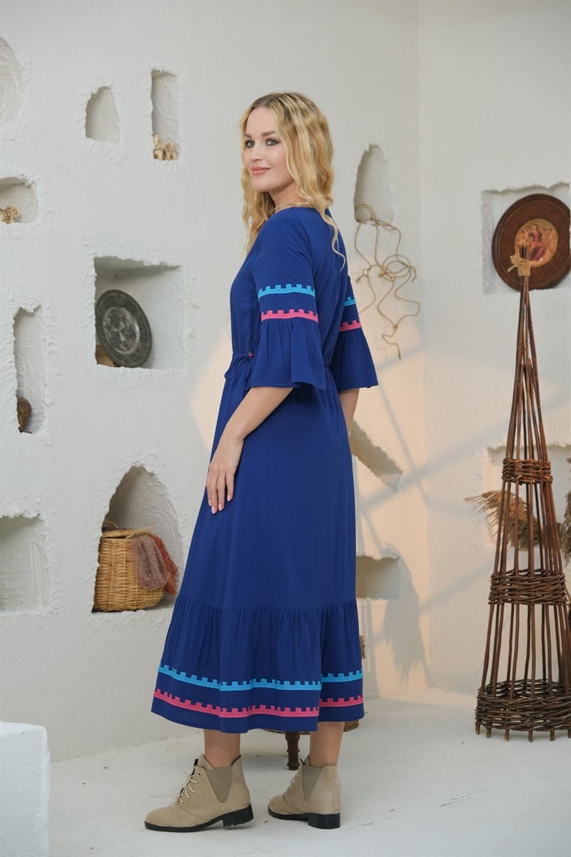 9063 Saks Büyük Beden Elbise