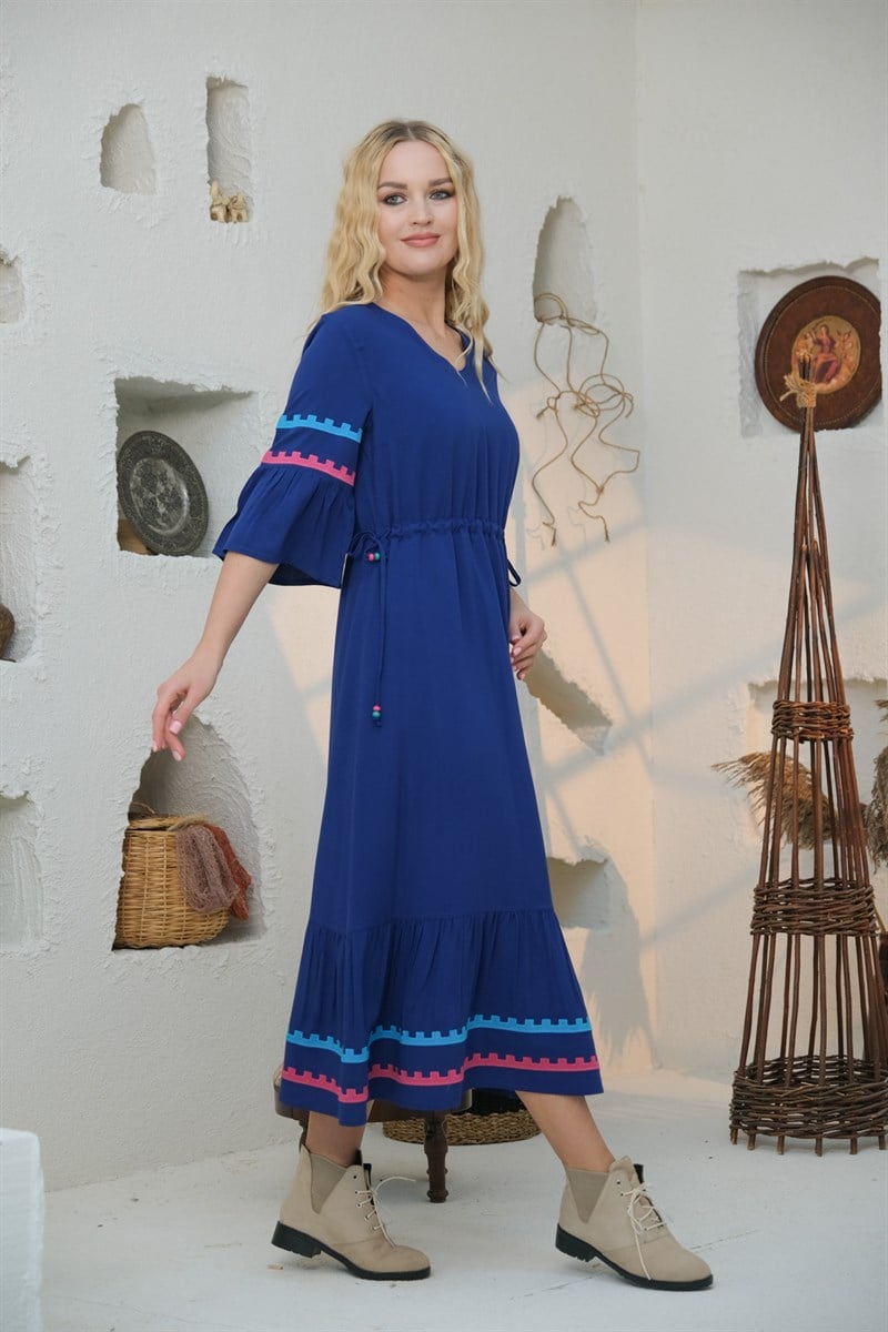 9063 Saks Büyük Beden Elbise