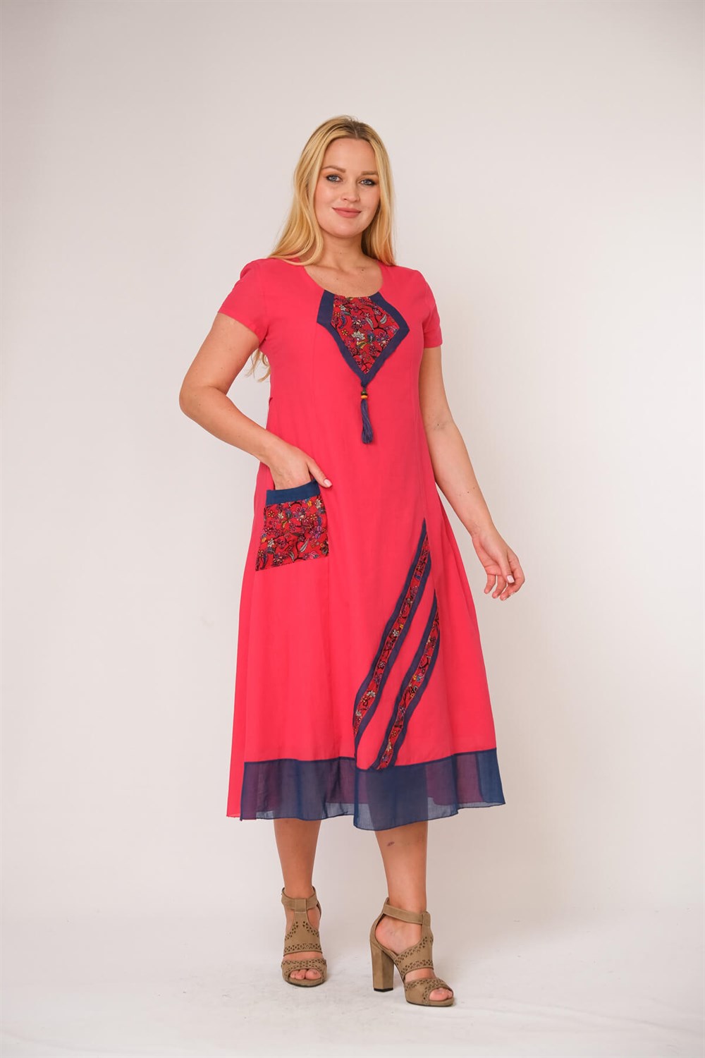 9068- Fuşya Elbise