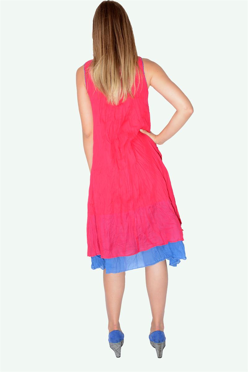 543-OTANTİK ÇİÇEK GİZEMİ ELBİSE FUŞYA