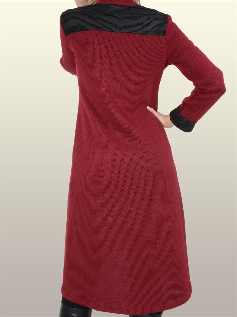 Otantik Giyim-729-Triko Derili Kap-Bordo