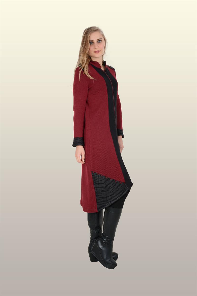 Otantik Giyim-729-Triko Derili Kap-Bordo