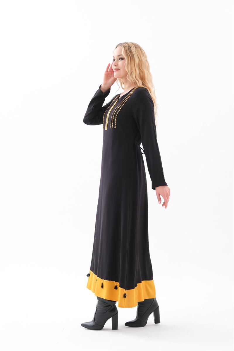 Otantik Elbise-4204-siyah
