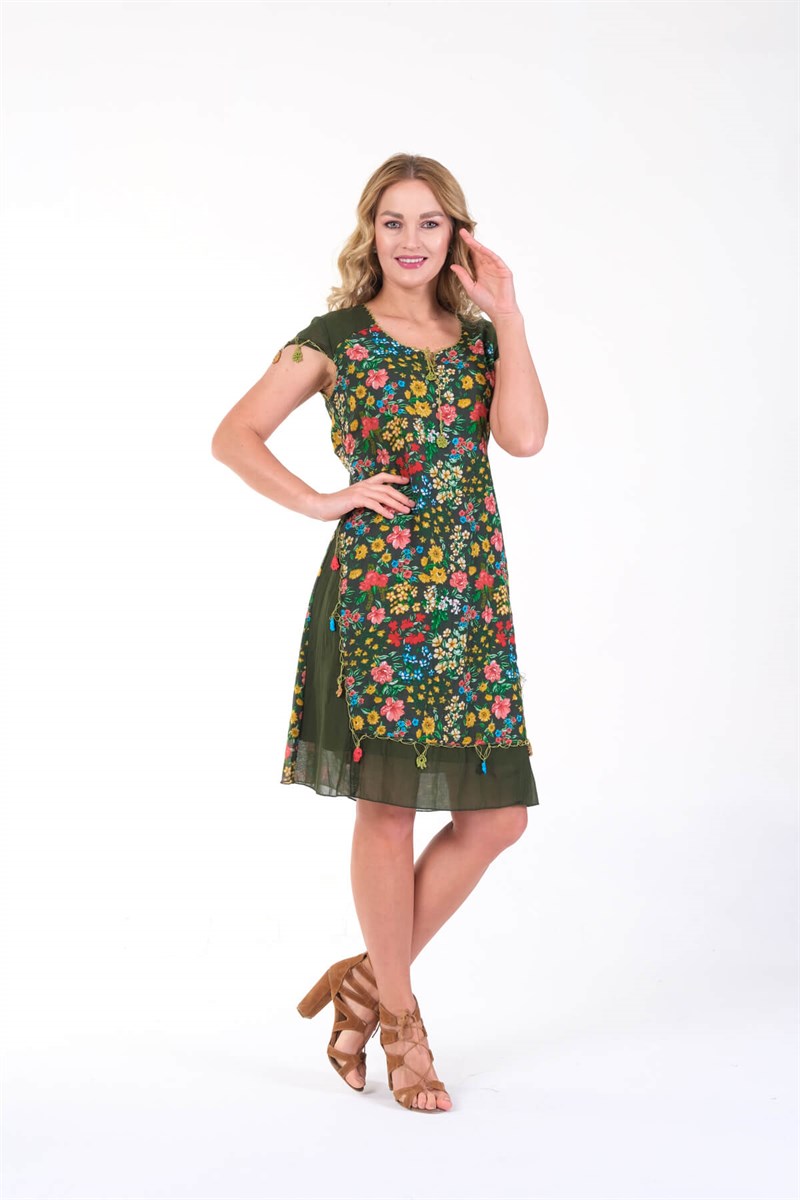 OTANTİK ETNİK GİYİM  YAZLIK ELBİSE ERC COLLECTİON 4537-KY