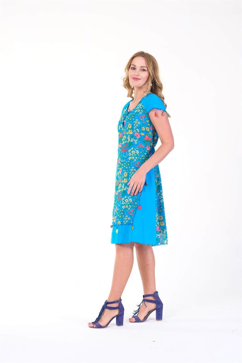 OTANTİK ETNİK GİYİM  YAZLIK ELBİSE ERC COLLECTİON 4537-T
