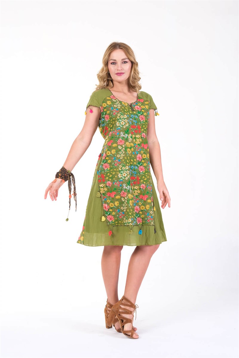 OTANTİK ETNİK GİYİM  YAZLIK ELBİSE ERC COLLECTİON 4537-AY
