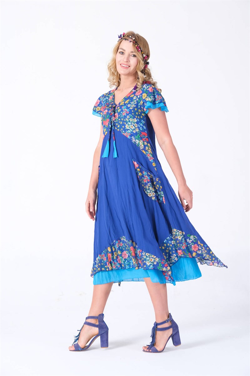 OTANTİK ETNİK GİYİM  YAZLIK ELBİSE ERC COLLECTİON 3880-S