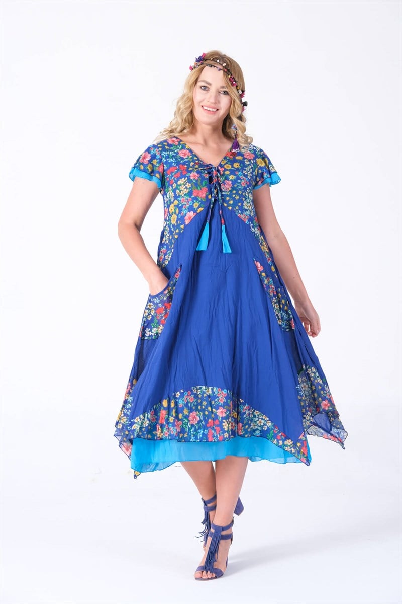 OTANTİK ETNİK GİYİM  YAZLIK ELBİSE ERC COLLECTİON 3880-S