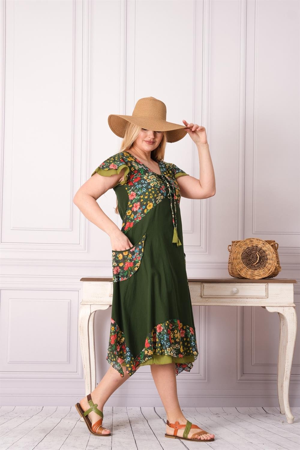 OTANTİK ETNİK GİYİM  YAZLIK ELBİSE ERC COLLECTİON 3880-KY