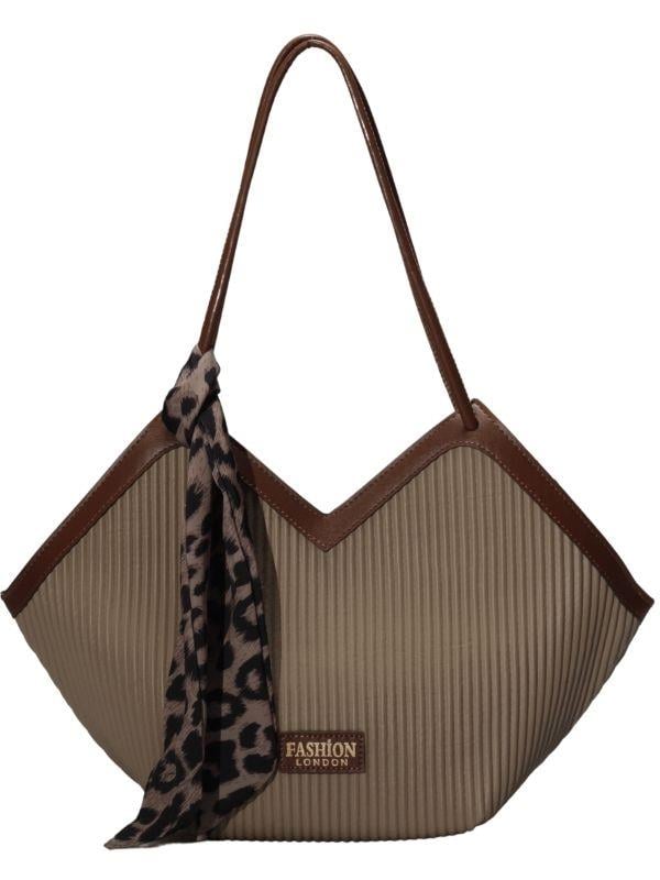 Arega Fularlı Asimetrik Kesimli Vizon Taba Kadın Kol Çantası