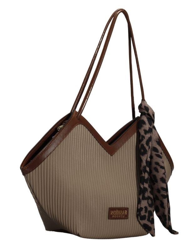 Arega Fularlı Asimetrik Kesimli Vizon Taba Kadın Kol Çantası