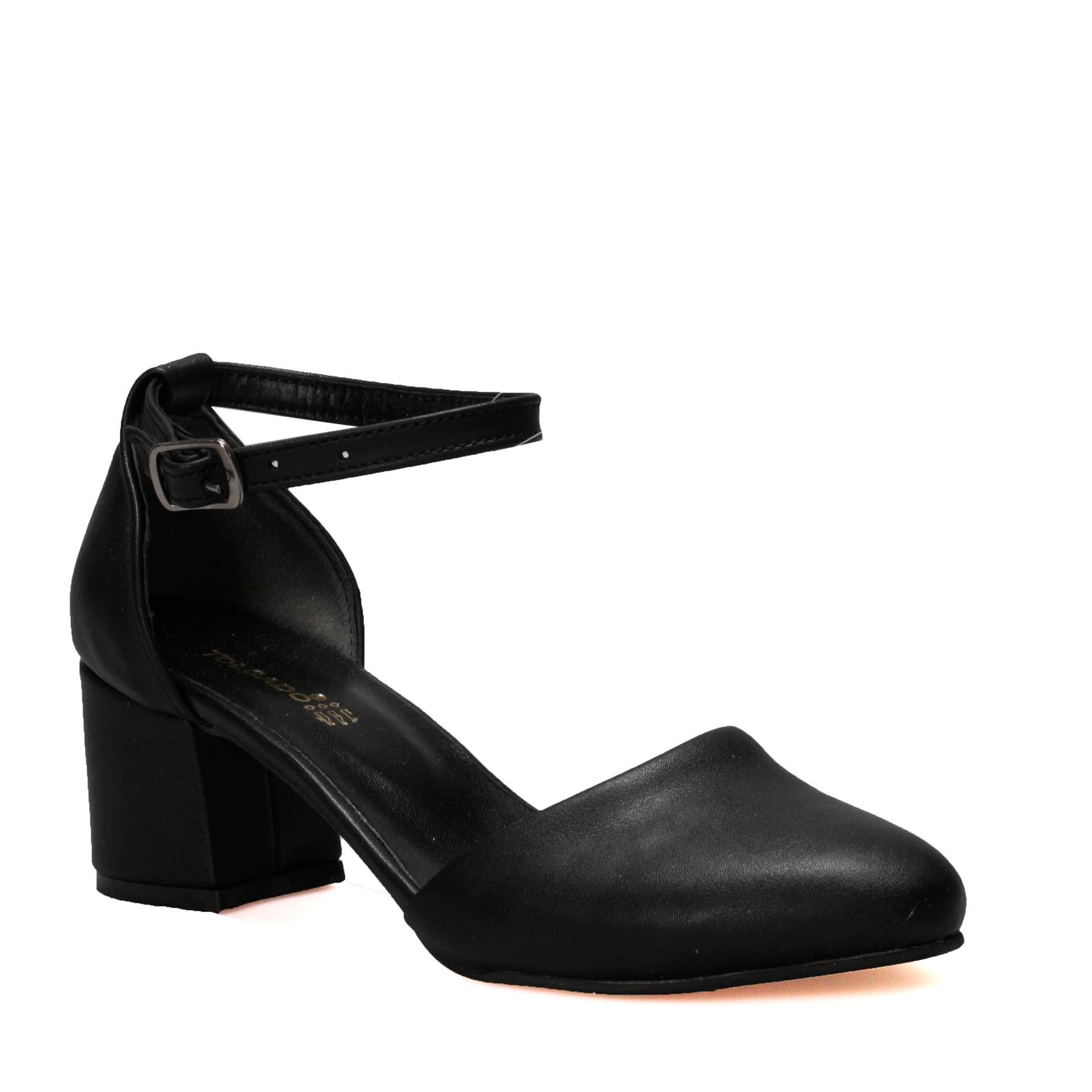 Arega Karnıyarık Siyah Kısa Topuk Kadın Ayakkabı