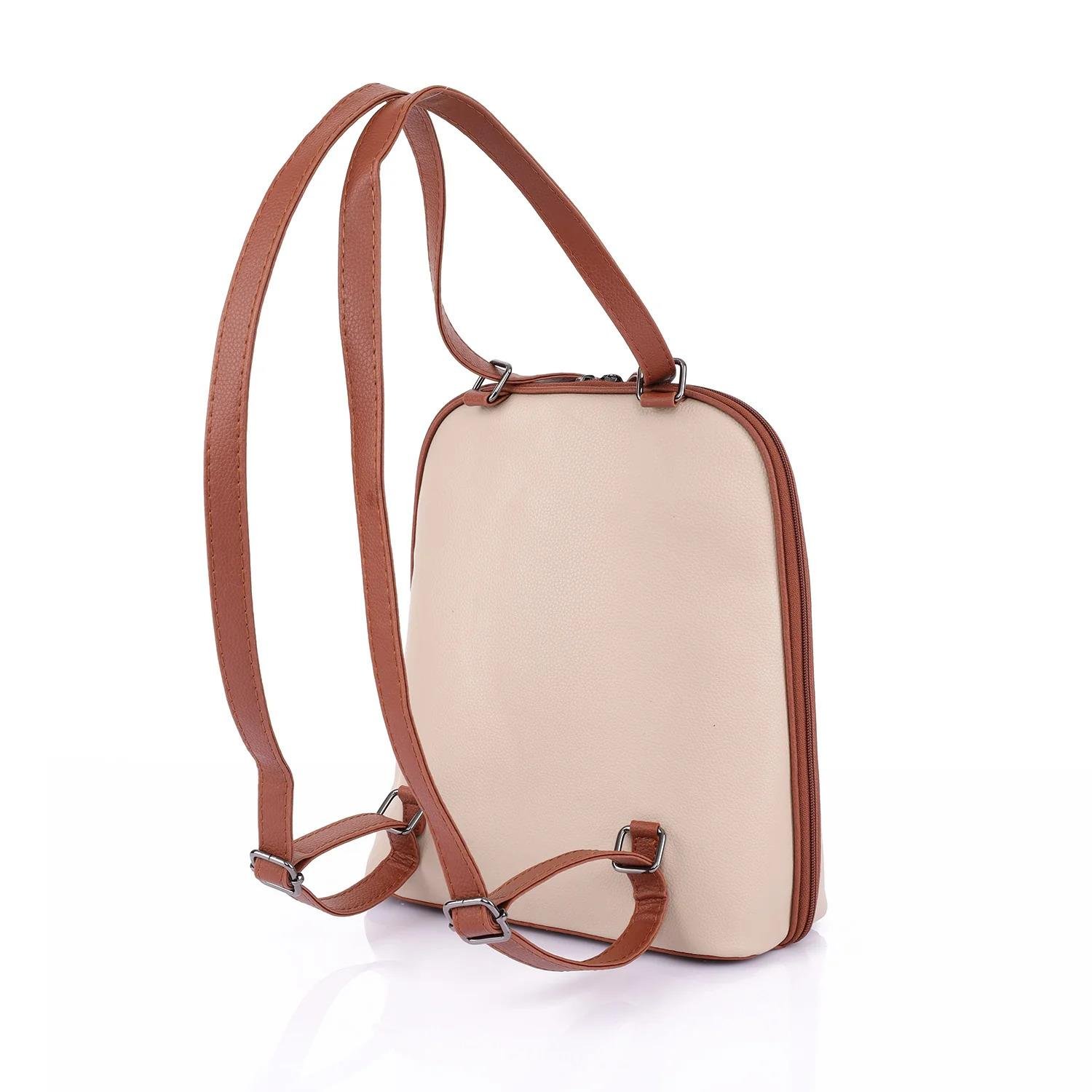 Ayarlanabilir Askılı Bej Kadın Omuz ve Sırt Çantası