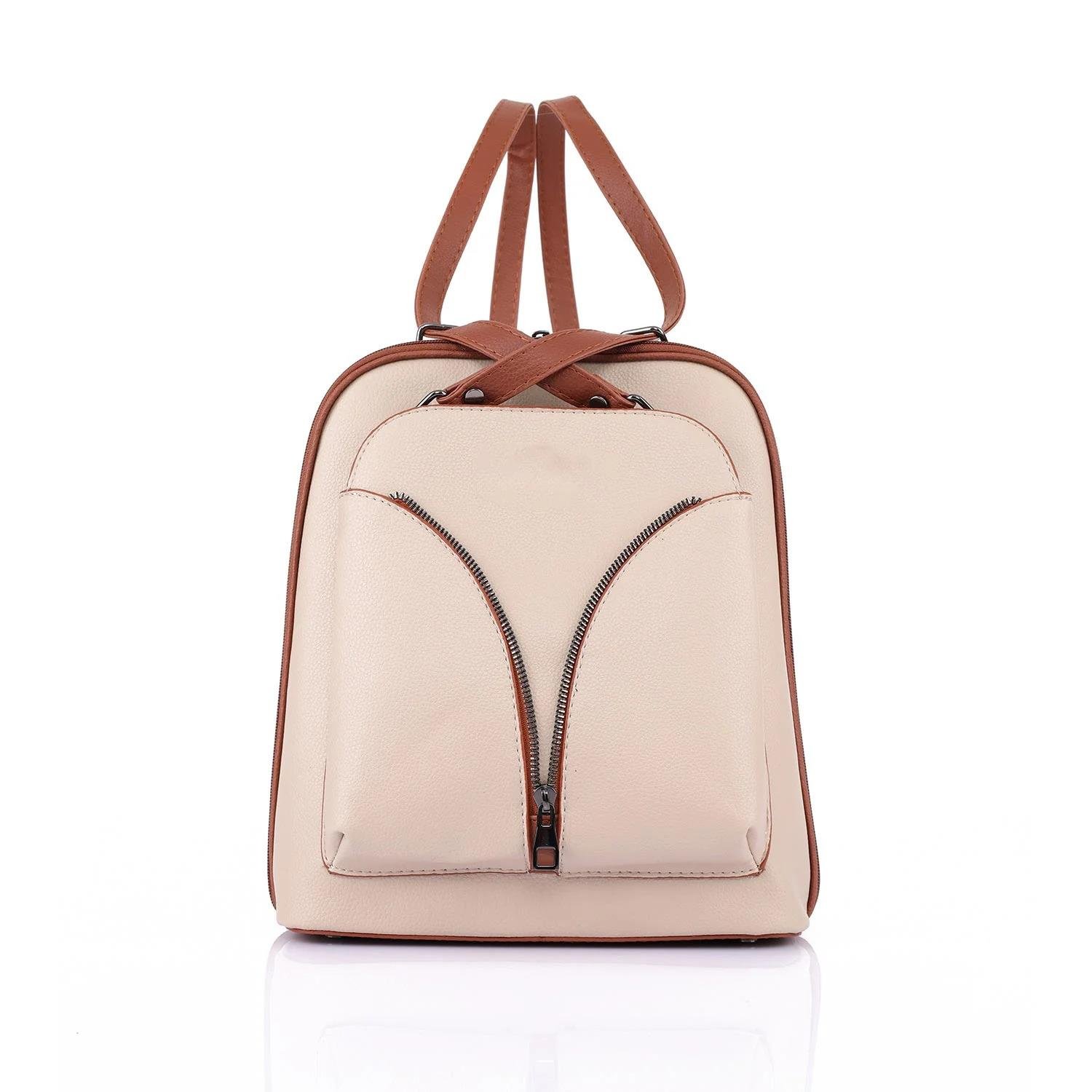 Ayarlanabilir Askılı Bej Kadın Omuz ve Sırt Çantası