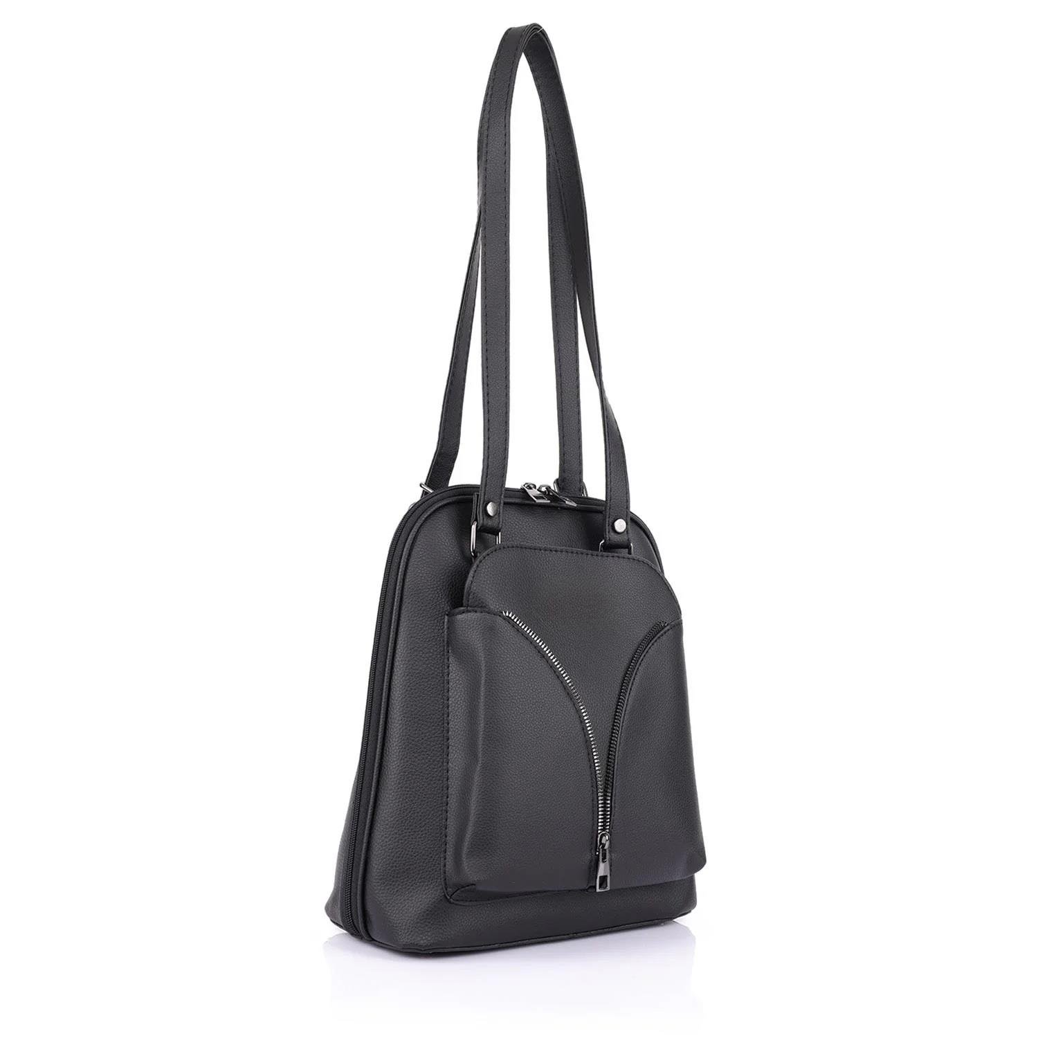 Ayarlanabilir Askılı Siyah Kadın Omuz ve Sırt Çantası