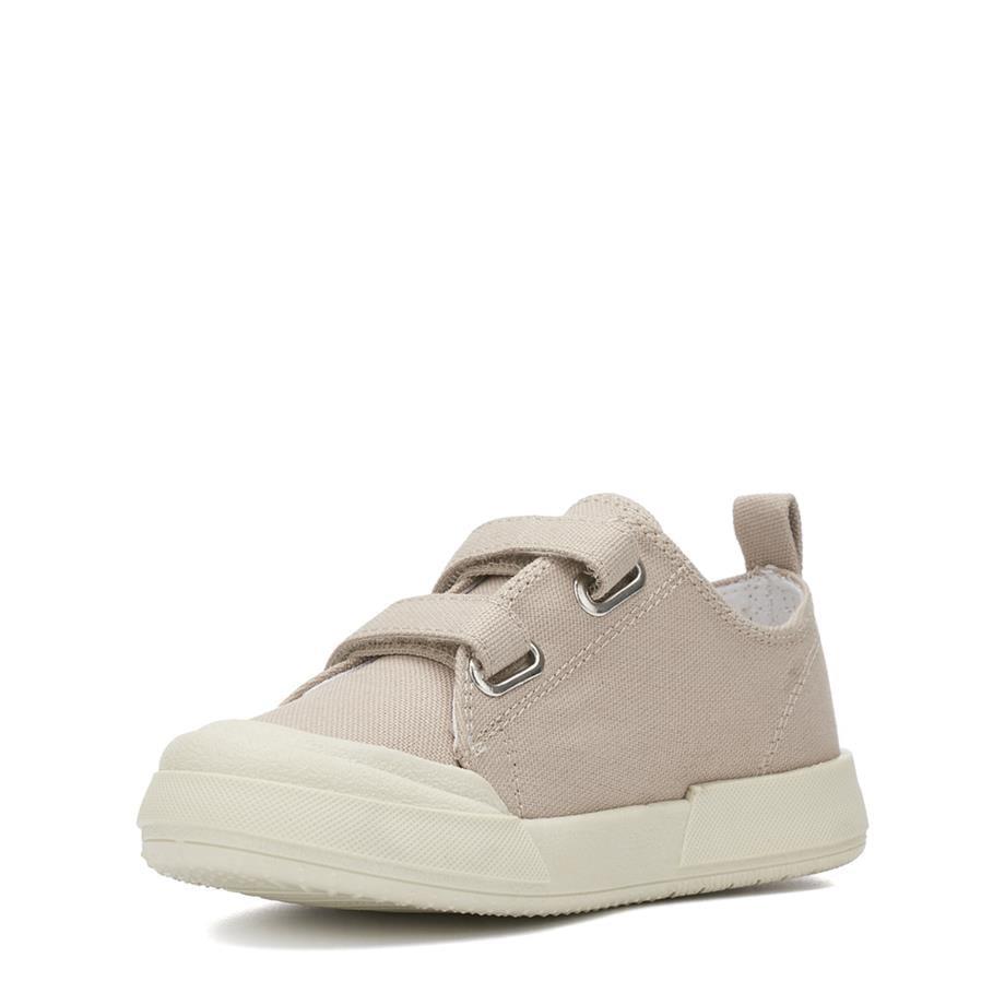 Bej Cırtlı Keten Çocuk Ayakkabı 