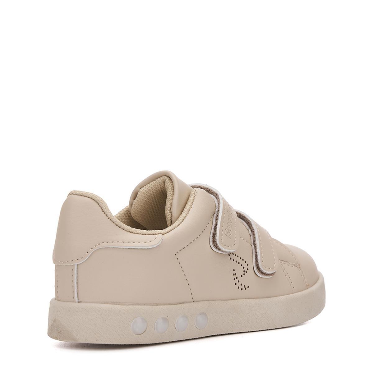 Bej Cırtlı Ortopedi Çocuk Işıklı Sneaker